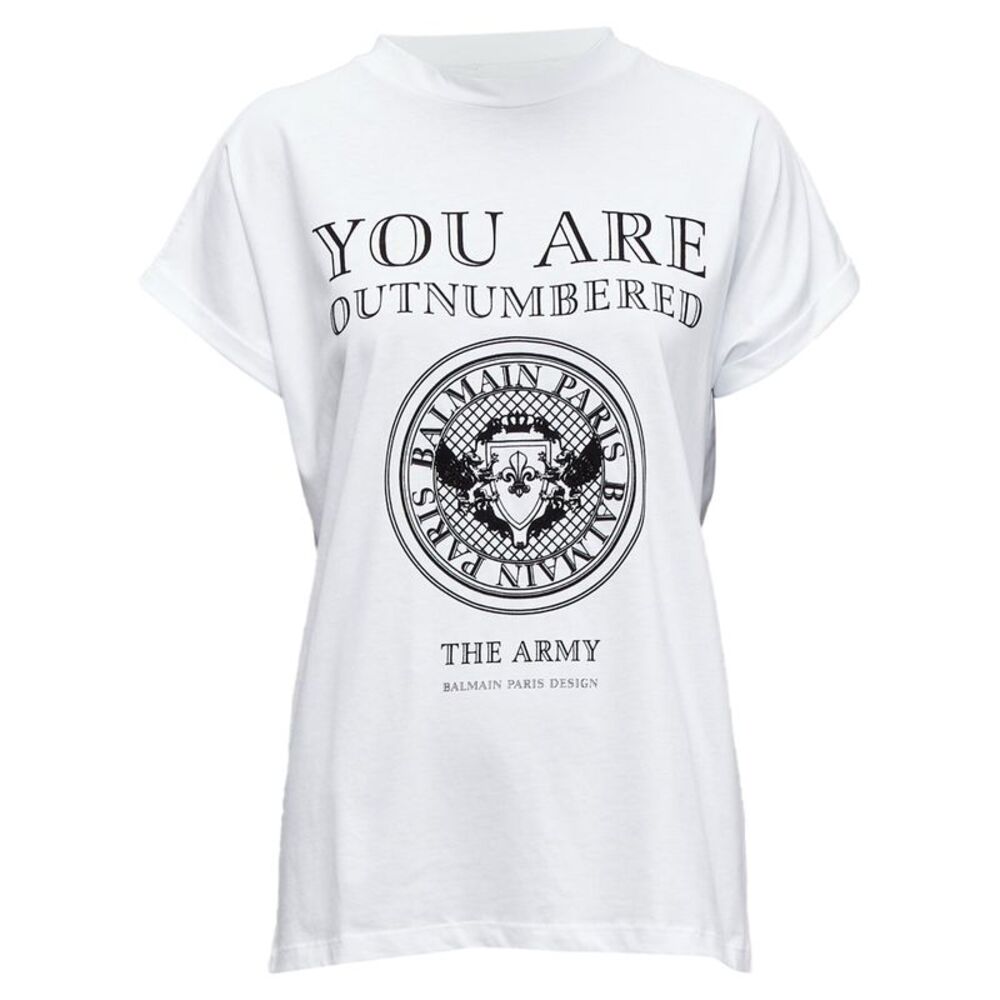 Balmain Velvet Print White Tshirt